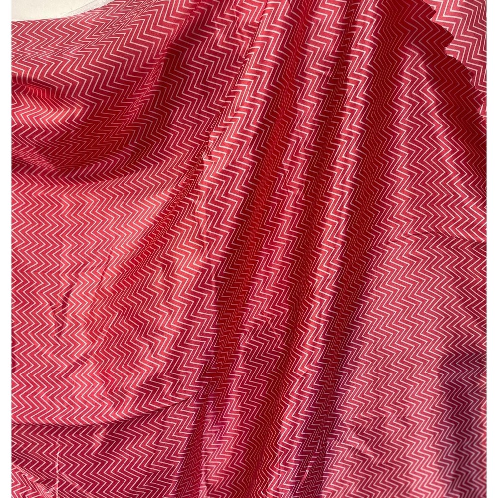 Red White Chevron Zigzag Sateen Fabric Remnant 40'‎ x 204" Large Piece